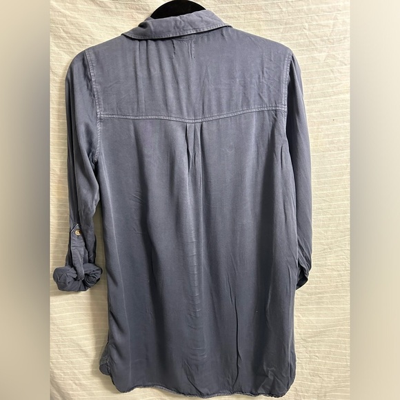 Harper Francesca's Blue Button Down Long Sleeve Viscose Roll Tab Sleeve Medium - Picture 7 of 7